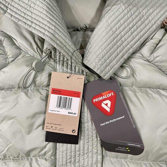 Nike Swoosh PrimaLoft Therma-FIT Oversized Hooded Puffer Crop Jacket, Women's L - Picture 6 of 16